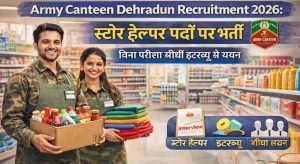 Army Canteen Dehradun Recruitment 2026: स्टोर हेल्पर पदों पर भर्ती, बिना परीक्षा सीधी इंटरव्यू से चयन