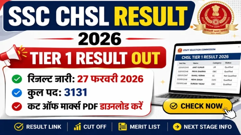 SSC CHSL Result 2026 Out, Tier 1 Result & Cut Off Check Now