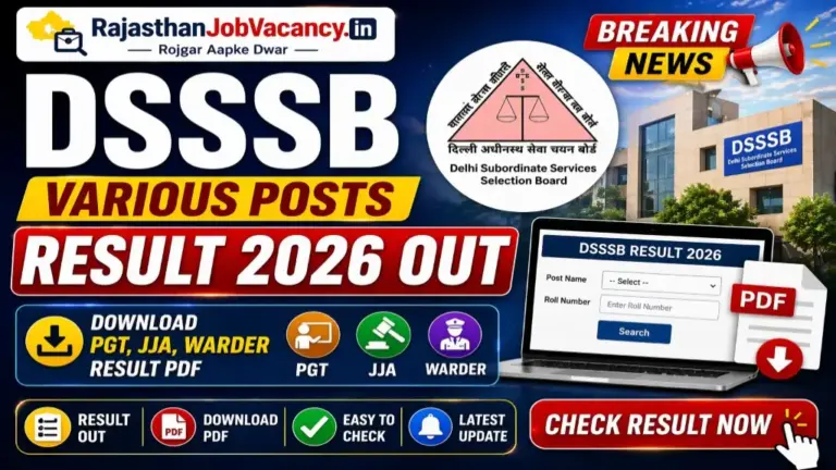 DSSSB Various Posts Result 2026