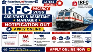 IRFC Assistant & Assistant Manager Vacancy 2026: इंडियन रेलवे फाइनेंस कॉरपोरेशन लिमिटेड भर्ती का नोटिफिकेशन जारी