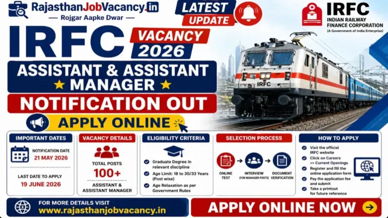 IRFC Assistant & Assistant Manager Vacancy 2026 Notification Out, Apply Online