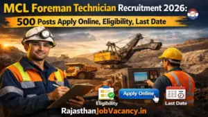 MCL Foreman Technician Recruitment 2026: 500 पदों पर भर्ती, ऑनलाइन आवेदन शुरू