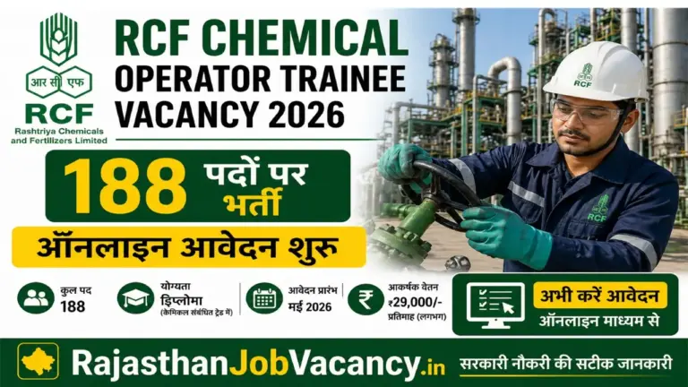 RCF Chemical Operator Trainee Vacancy 2026: 188 पदों पर भर्ती, Apply Online