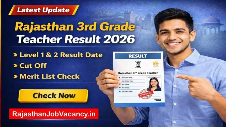 Rajasthan 3rd Grade Teacher Result 2026 Date, Level 1 & 2 Cut Off, Merit List