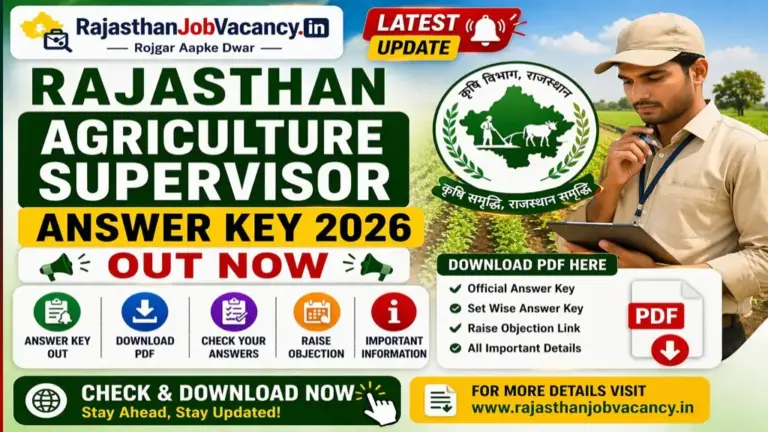 Rajasthan Agriculture Supervisor Answer Key 2026 Out, Download PDF