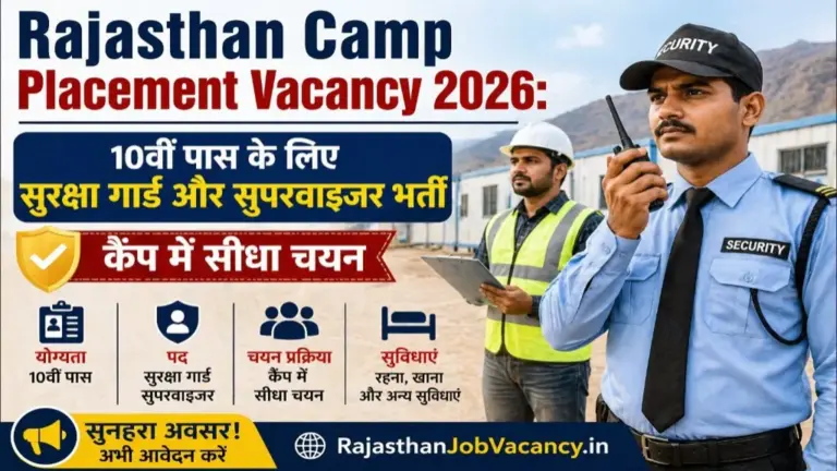 Rajasthan Camp Placement Vacancy 2026: 10वीं पास के लिए सुरक्षा गार्ड भर्ती, कैंप में सीधा चयन