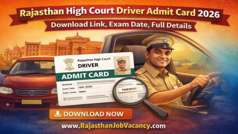 Rajasthan High Court Driver Admit Card 2026 Download Link, Exam Date | Rojgar Exam Results