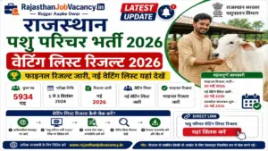 Rajasthan Pashu Parichar Waiting List Result 2026: फाइनल रिजल्ट जारी, नई वेटिंग लिस्ट यहां देखें Rajasthan Pashu Parichar Waiting List Result 2026: फाइनल रिजल्ट जारी, नई वेटिंग लिस्ट यहां देखें
