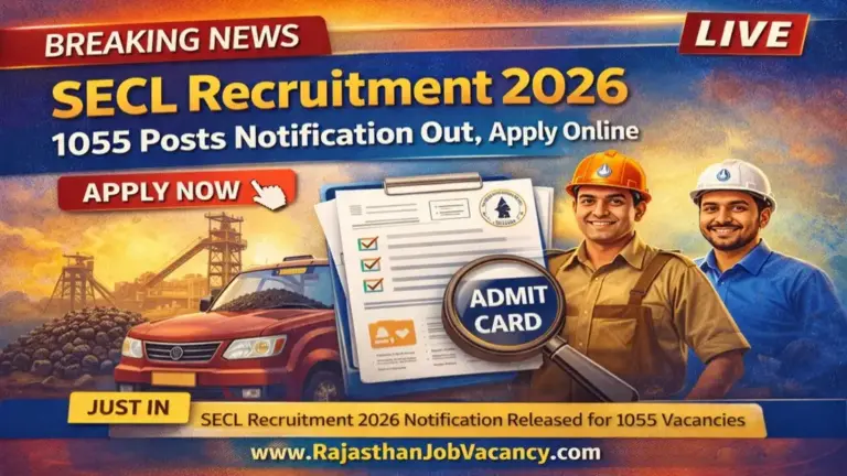 SECL Recruitment 2026 Apply Online 1055 Posts Notification | Rajasthan Job Vacancy