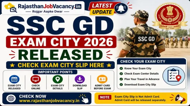 SSC GD Exam City 2026 Released, Check Exam City Slip Here