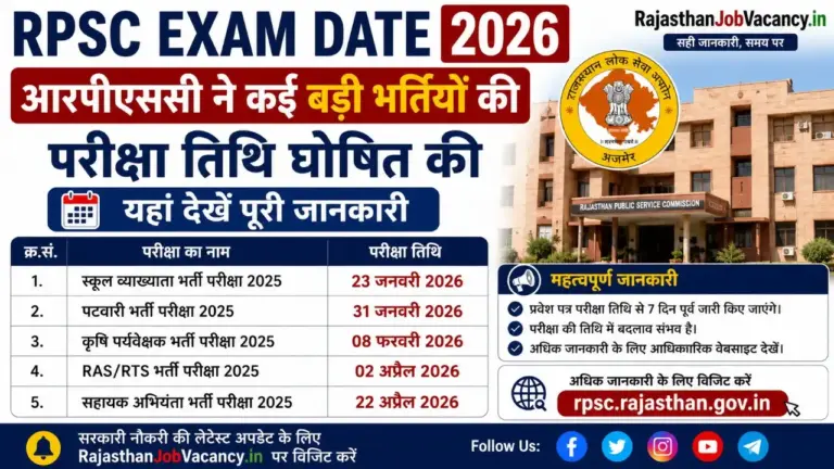 RPSC Exam Date 2026 Notice Released
