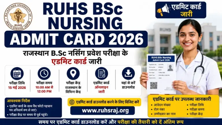 RUHS BSc Nursing Admit Card 2026