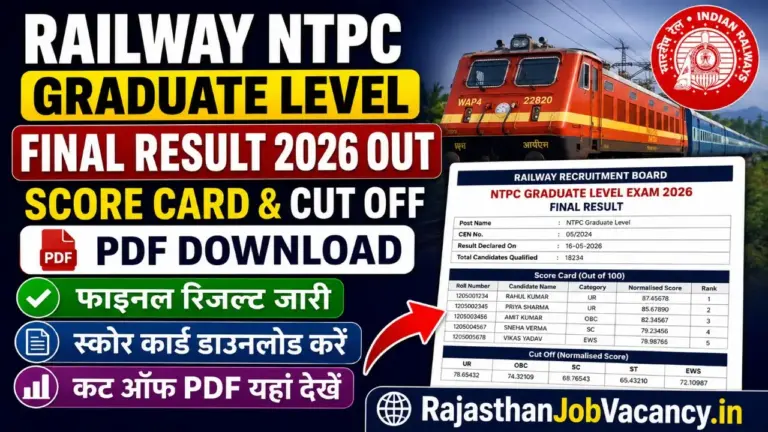 Railway NTPC Graduate Level Final Result 2026 Score Card Download