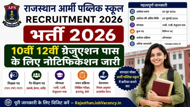Rajasthan Army Public School Recruitment 2026 APS Jaipur Vacancy Notification Apply Offline Form