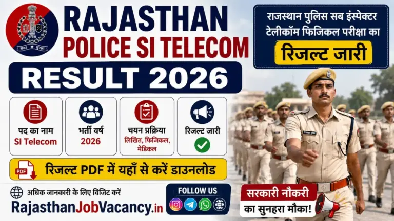 Rajasthan Police SI Telecom Result 2026 PDF download