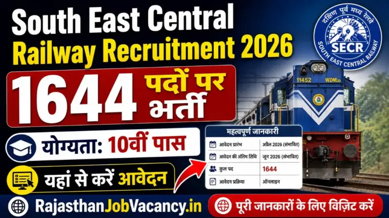 South East Central Railway Recruitment 2026 Apprentice 1644 Posts Apply Online