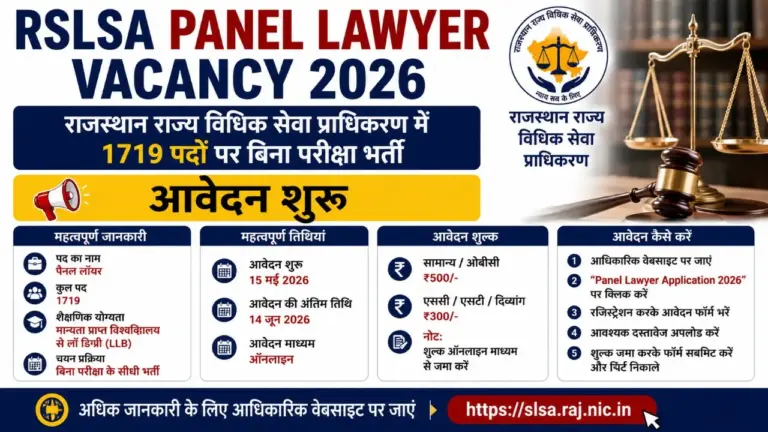 RSLSA Panel Lawyer Vacancy 2026 Notification PDF